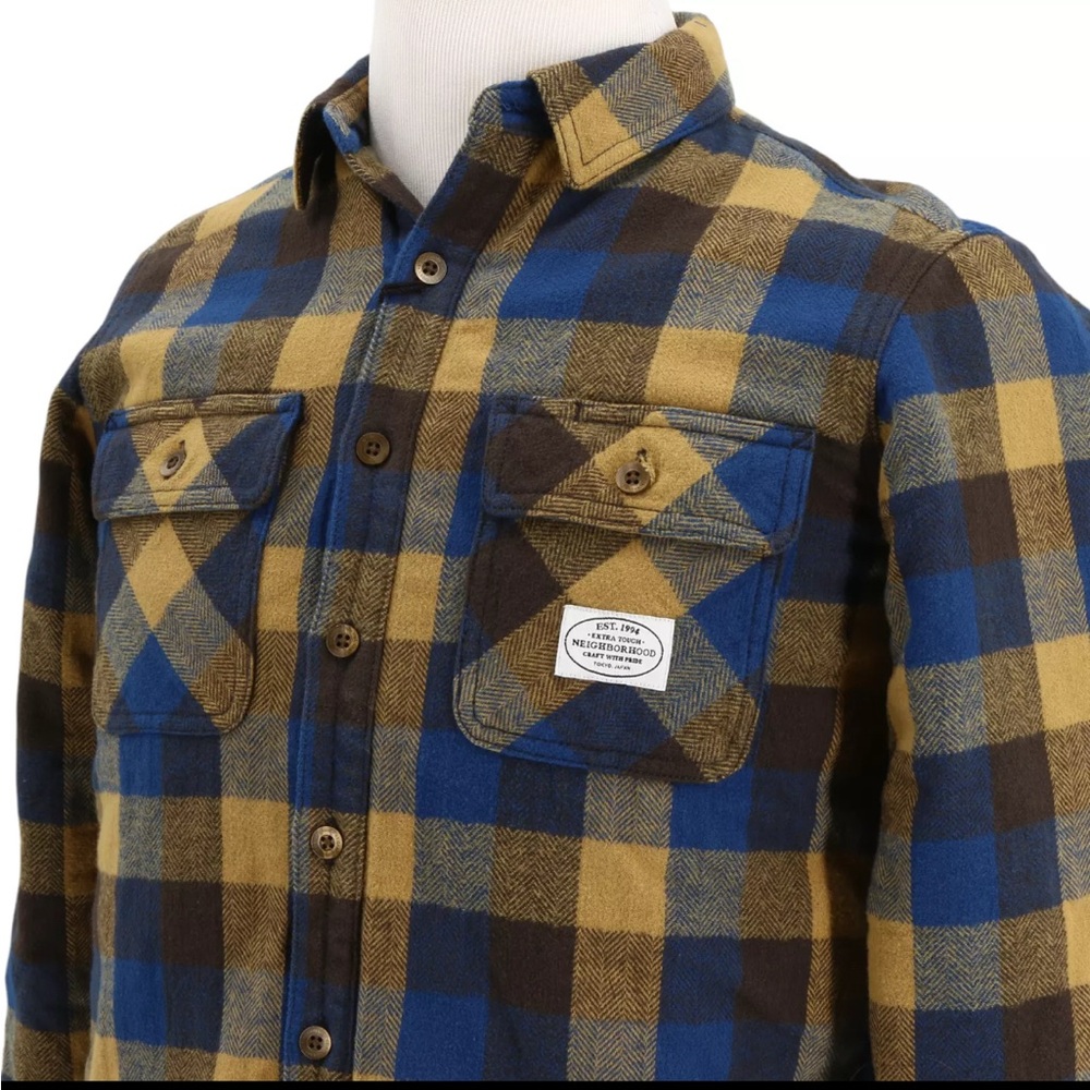 Blue and Yellow Plaid Flannel Shirt - Picture 2 of 5